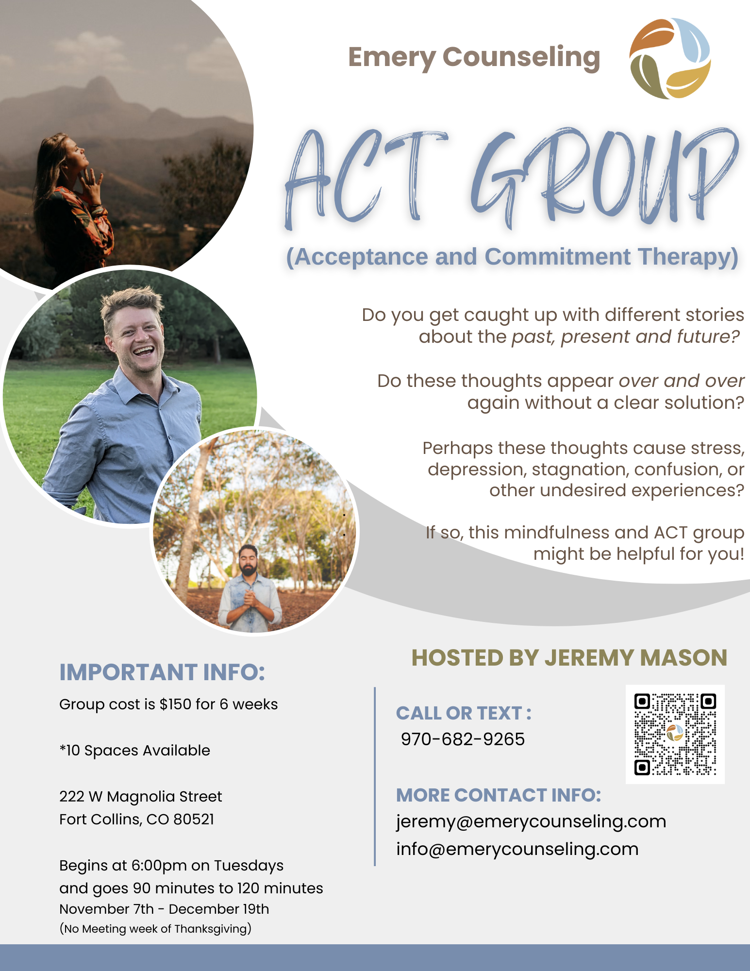 Emery Counseling Jeremy Mason Mindfulness Based Therapy Mindfulness fort collins old town group therapy